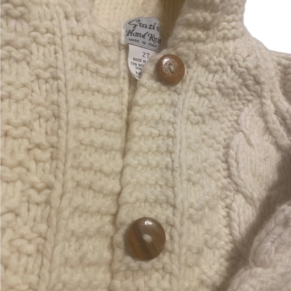 Hand knitted by Grazia made in Italy merino wool vintage toddler cardigan sz 2T - Picture 7 of 11